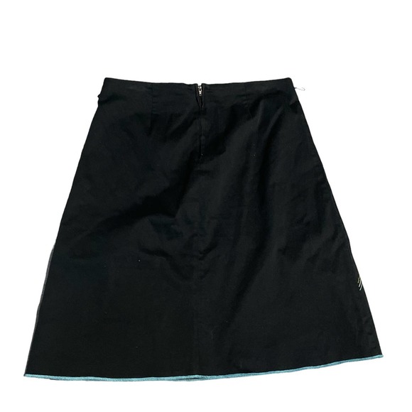 Cute black knee length pencil skirt with embroidered floral design, size 9 - Picture 3 of 5